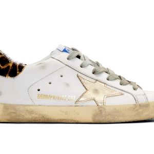 Golden Goose Exclusive White and Gold Giraffe Superstar Sneakers - size 37